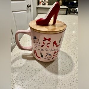 Sweet & Sassy Ceramic Mug with Red High Heel Lid NWT